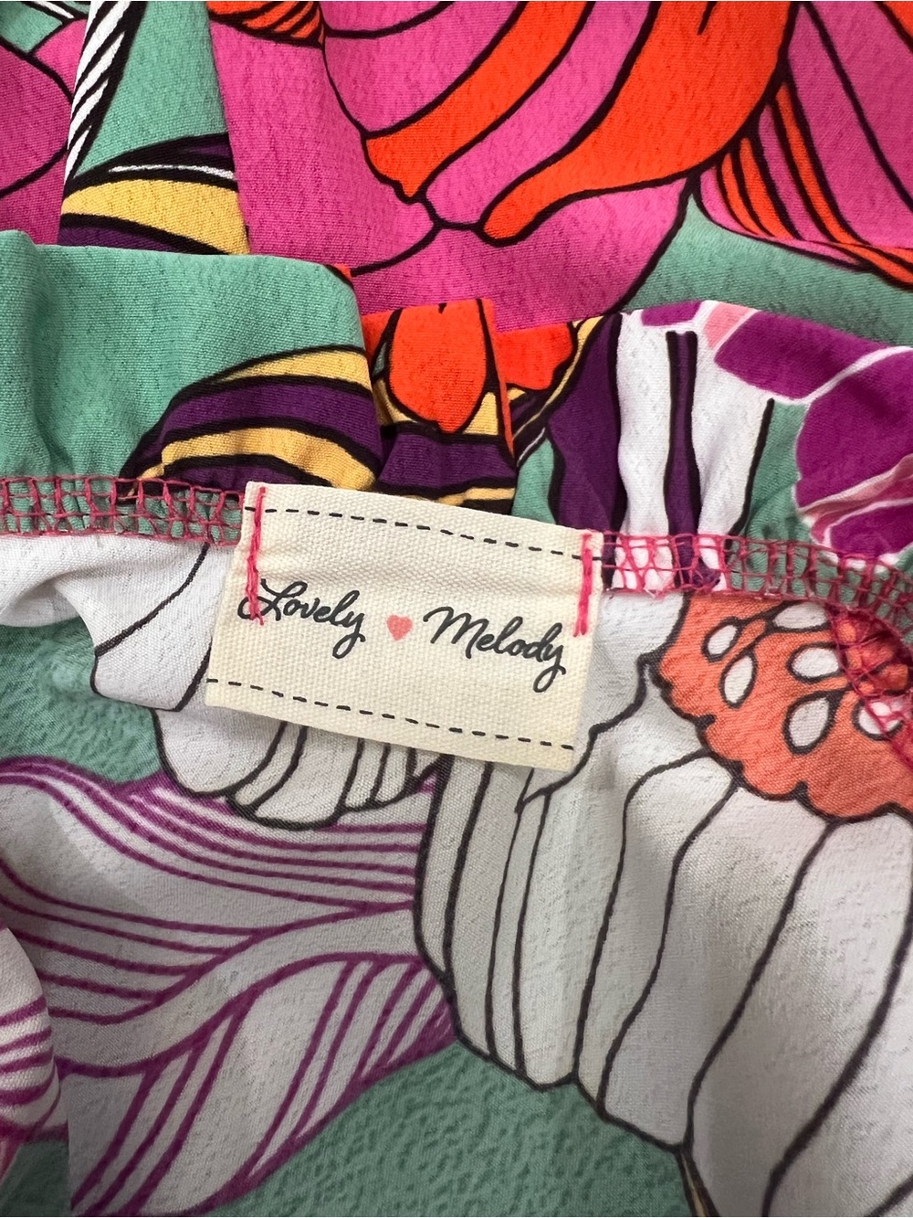 Lovely Melody Teal Floral Ruffle Sleeve Blouse with Pink Accents - Picture 6 of 8